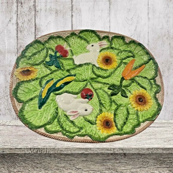 Vintage Bunny Lane Bunny EASTER Extra Large Platter The Strata Group 22.5"x17" - Picture 2 of 12